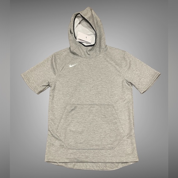 MEN'S NIKE DRI-FIT SPOTLIGHT SS BASKETBALL PULLOVER HOODIE GRAY SZ SMALL NWT* - Picture 1 of 4